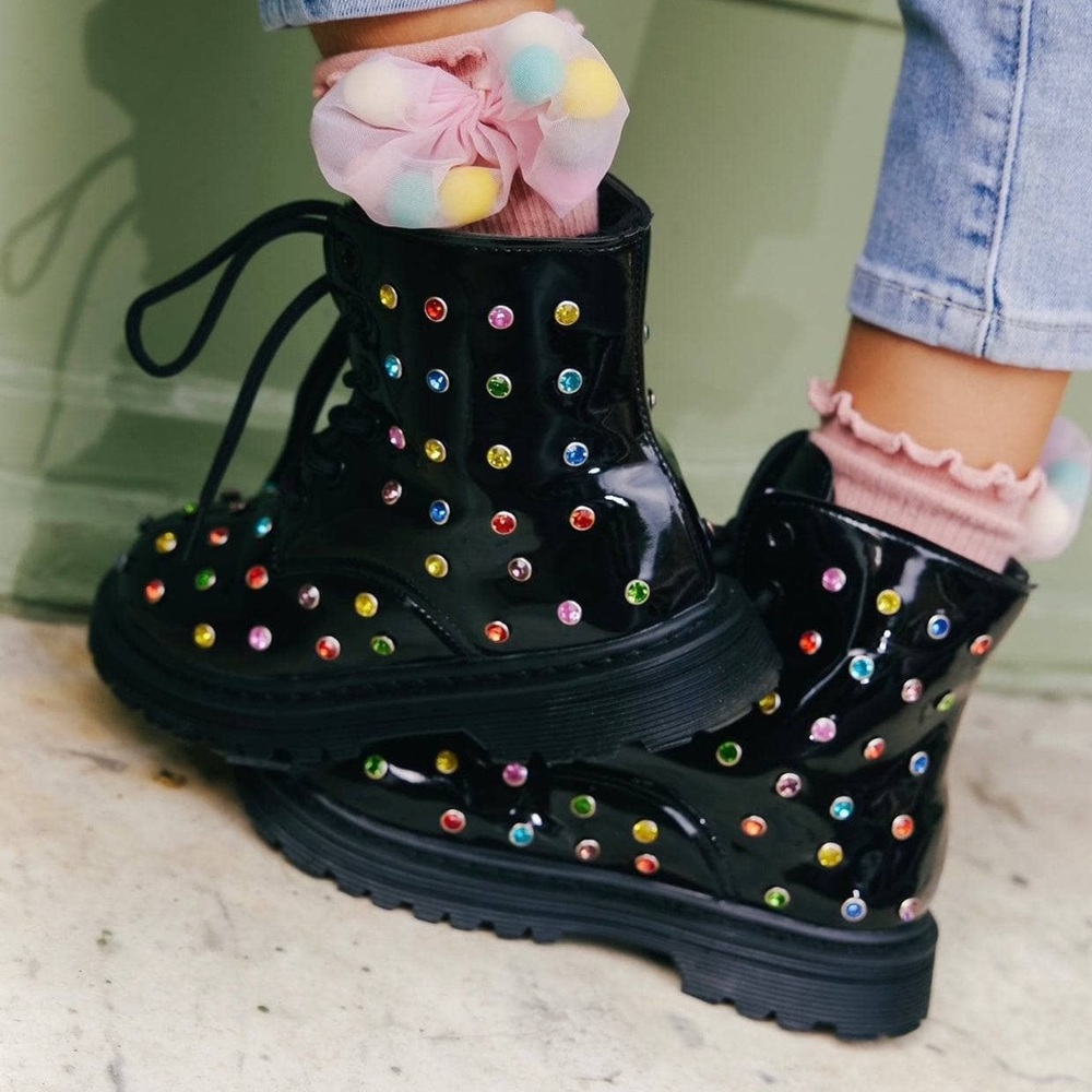 Lola + the boys rainbow crystal boots toddler 9 (25) Run a size Small - Picture 2 of 10